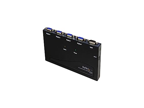 StarTech 4-Port VGA Video Splitter - 2048x1536 at 80Hz - TAA (ST124PRO) | Displays 1 VGA source on 4 monitors, 300MHz high video bandwidth, DDC compatible, Daisy chainable - style: 4 Port