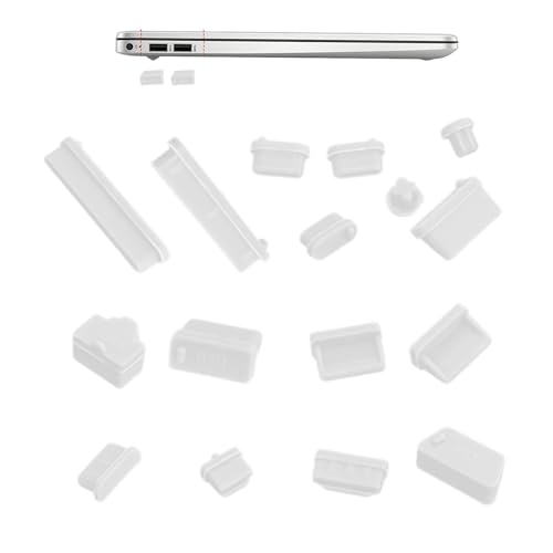 USB C Dust Plug,Laptop Port Dust Plug - 16 PCS Anti Plugs Computer Port Plugs, Silicone Dust-Proof Stoppers/for Computer PC Case Box Laptop, Covers Stoppers - color: Transparent
