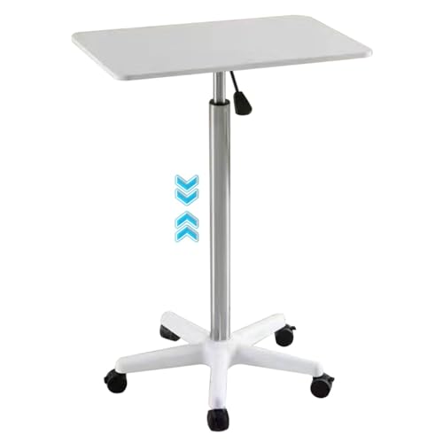 Height Adjustable Small Standing Desk, Sit Stand Mobile Workstation, Portable Mobile Laptop Table, Side Table with Brake Roller, Easy to Install(White,60 * 39 * 85-107cm) - color: White, size: 60*39*85-107cm