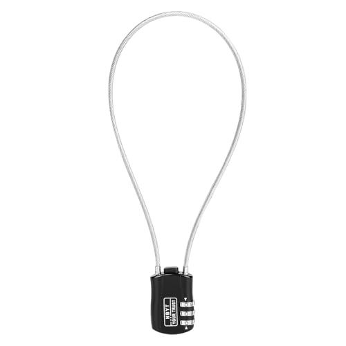 Wire Rope Cable Lock with Resettable Code, Zinc Alloy - Combo Mini Lock for Helmet, Luggage, Ski, Snowboard, Bikes, Travel, Stroller & Cabinet Handle - size: 15 Inch