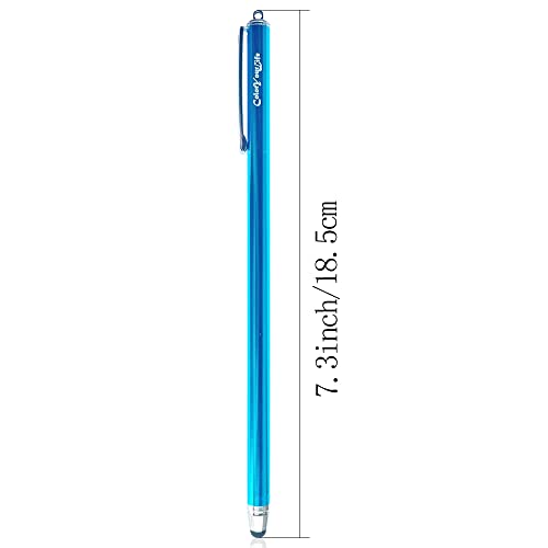 Bundle of 3-Pack 7.3" Extra Long Thin Tip High Precision Universal Capacitive Stylus Pens for Touch Screens and Microfiber Cloth (Purple, Hot Pink, Blue) - color: Purple, Hot Pink, Blue