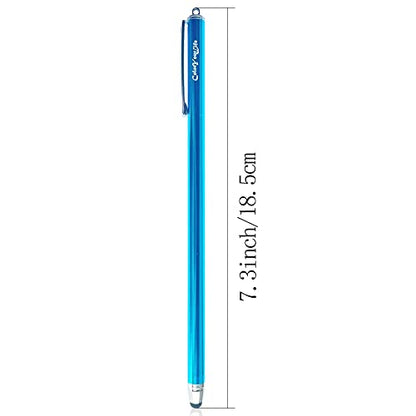 Bundle of 3-Pack 7.3" Extra Long Thin Tip High Precision Universal Capacitive Stylus Pens for Touch Screens and Microfiber Cloth (Purple, Hot Pink, Blue) - color: Purple, Hot Pink, Blue