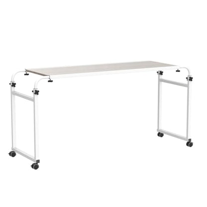 TigerDad Adjustable Overbed Table with Wheels, Mobile Laptop Desk on Wheels for King Queen Bed, Height Adjustable Rolling Computer Cart with Stand, Ancient Oak - color: Ancient Oak