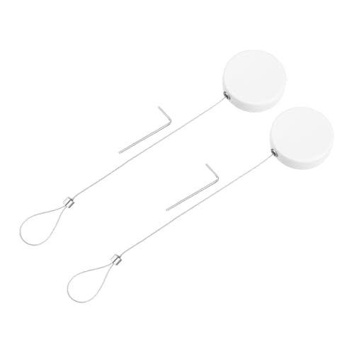 MECCANIXITY 3.3ft Retractable Cable Lock with Latch Remote Control Security Lock with Adjustable Cord Tether Anti Theft for Laptop, TV, 150 G, White, 2 Pack - color: White