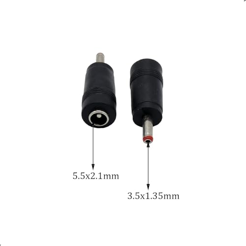 6Pcs DC Power Connector 5.5x2.1mm Female Jack to 3.5x1.35mm Male Adapter Barrel Connector,Red