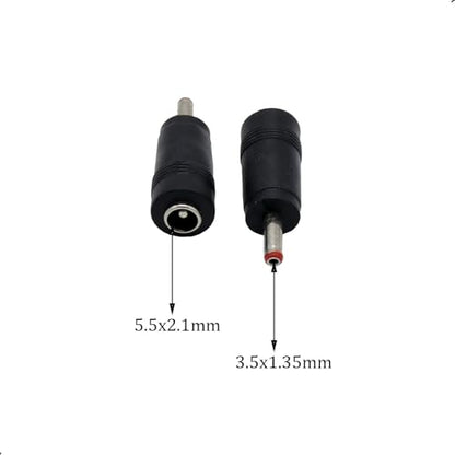 6Pcs DC Power Connector 5.5x2.1mm Female Jack to 3.5x1.35mm Male Adapter Barrel Connector,Red