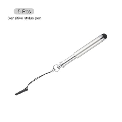 MECCANIXITY 5pcs Metallic Stylus Pen Retractable Aluminum Alloy Mini Capacitive Pens for Universal All Touch Screen Devices, Grey - color: Grey