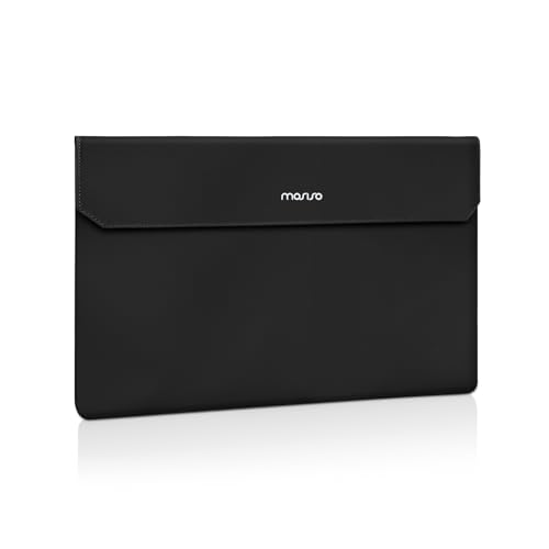MOSISO Portable Monitor Case Sleeve 16.1 inch, Black | Carrying Case for Most 15.6-16.1 inch Portable Travel Display Monitor Laptop, PU Leather Laptop Display Bag with Front Pocket - color: Black