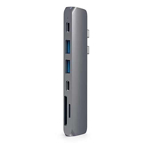 Satechi USB C Hub Adapter, USBC Dongle 7 in 1, USB-C with 4K HDMI, 87W PD Charging, USBC Data, 2 USB-A Data, Micro/SD Card Readers, for MacBook Air/Pro/Neo - Space Gray - color: Space Gray