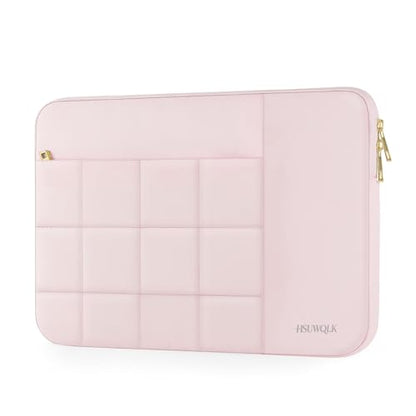 Laptop Case 13.3 inch,13-13.3 inch Puffy Laptop Sleeve Compatible with MacBook Neo/Air 13 13.6/Pro 13/Pro 14,HP Dell ASUS Acer Lenovo,Twelve Square Quilted Computer Bag with 2 Pockets,Pink - color: Pink, size: 13.3 inch