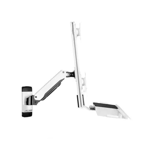 Monitor Stand- White Wall-Mounted Single Arm Dual Monitor Bracket for Screen 15-27 Inches with Keyboard and Mouse Tray Engineering