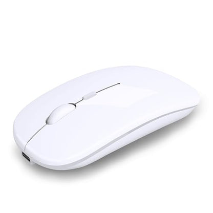 AIKOKOK Wireless Bluetooth Mouse, Rechargeable, Dual Mode Bluetooth 5.2 & 2.4G USB, LED Lights, Slim, Silent, Portable Computer Mouse for Laptop, PC, MacBook, iPad, Tablet (Bright White) - color: Bright White