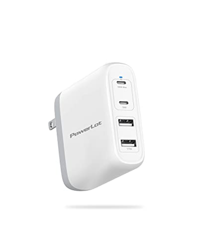 PowerLot 100W GaN USB-C Wall Charger With 2 C Ports (65W+18W) & A Port (17W), Travel Laptop Charger for MacBook Pro, iPad, iPhone 14/13/12 Pro/Max, Dell XPS - color: 4 ports-White