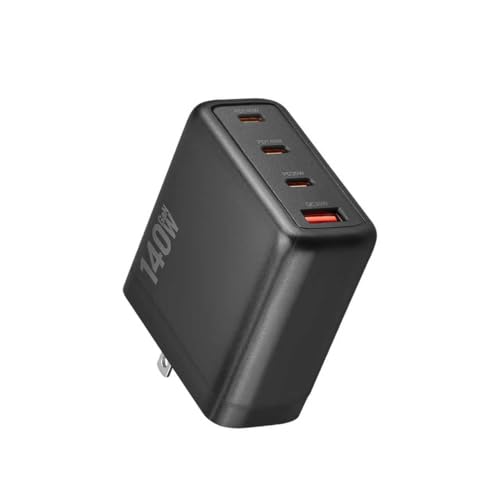 140W USB C Charger, 4-Port Foldable Compact Fast Laptop Charger Power Adapter, Advanced GaN Wall Charger, Compatible for MacBook Pro/Air, iPad Pro, iPhone 16 Pro, Galaxy S25/S24, Steam Deck, and More - color: Black