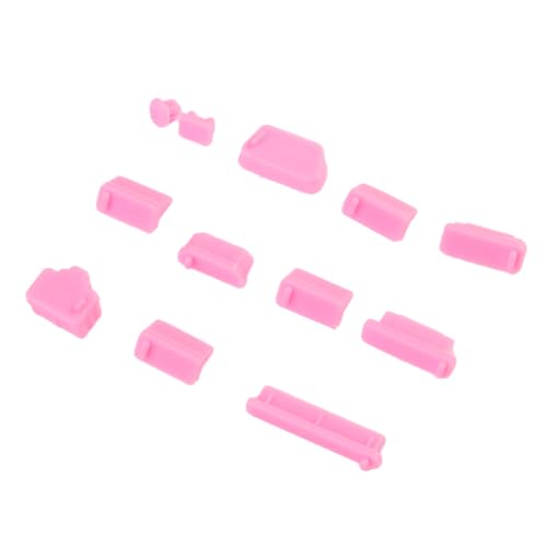 13Pcs/Set Protective Silicone USB RJ45 Port HDMI Interface Cover Anti-Dust Plug Dust Stopper Computer Accessories Dustproof Cover(Pink) - color: pink