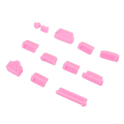 13Pcs/Set Protective Silicone USB RJ45 Port HDMI Interface Cover Anti-Dust Plug Dust Stopper Computer Accessories Dustproof Cover(Pink) - color: pink