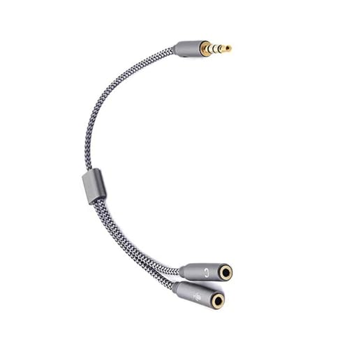 3.5mm Sound Adapter Y Splitter 3.5mm Cable Headsets 2 Female To 1 Male For Laptop Phone Earphone Headphone Microphone - color: Grey