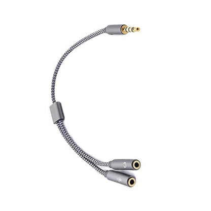 3.5mm Sound Adapter Y Splitter 3.5mm Cable Headsets 2 Female To 1 Male For Laptop Phone Earphone Headphone Microphone - color: Grey