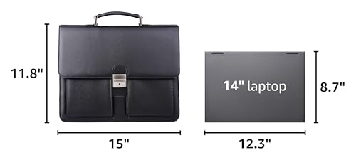 Jack&Chris Mens New PU Leather Attache Briefcase Traditional Messenger Lawyer Bag, MBYX015 - color: Black