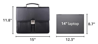 Jack&Chris Mens New PU Leather Attache Briefcase Traditional Messenger Lawyer Bag, MBYX015 - color: Black