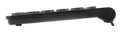 MANHATTAN Slim Wireless USB Mini Keyboard - Compact, Quiet, and Comfortable Typing Experience with Multimedia Function Keys for PC and Laptop - 180764