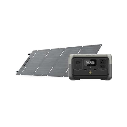 EF ECOFLOW Portable Power Station RIVER 2 with 45W Solar Panel, 256Wh LiFePO4 Battery/ 1 Hour Fast Charging, Up to 600W Output, Solar Generator for Outdoor Camping/RVs/Home Use - style: RIVER 2+45W Solar Panel