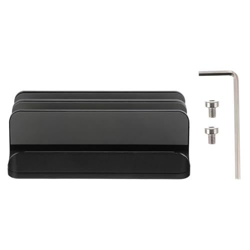 Toddmomy Aluminum Alloy Vertical Laptop and Tablet Stand Compact Desktop Rack Holder for Office and Home Use, Portable Black Dual-Slot Organizer Compatible with Notebooks