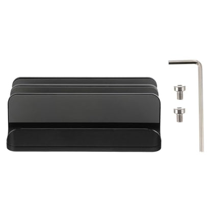 Toddmomy Aluminum Alloy Vertical Laptop and Tablet Stand Compact Desktop Rack Holder for Office and Home Use, Portable Black Dual-Slot Organizer Compatible with Notebooks