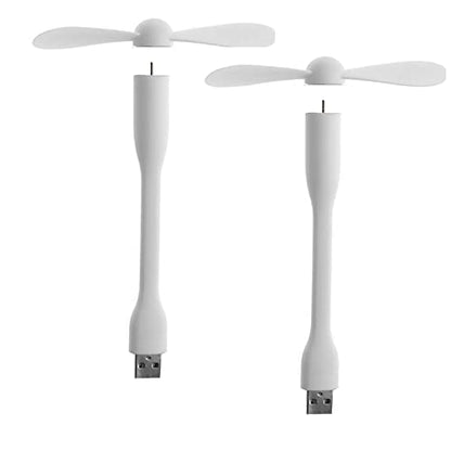 Sokelinn-six USB Flexible Fan, Mini Portable Cooling Fans USB Powered for Power Bank Laptop PC AC Charger - 2 Pack (White) - color: White