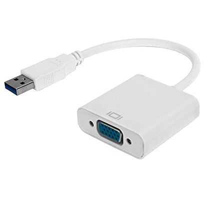 Zopsc USB3.0 to VGA Converter 5Gbps HD 1080P Adapter Cable 15Pin Female, Supports Multi Display Solutions, No External Power Supply, for PC laptops, Desktops, Monitors. (White) - color: White