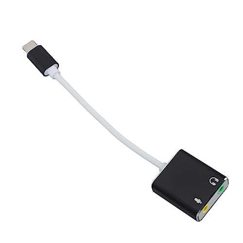 RiToEasysports USB C Microphone Adapter Aluminum Alloy Type C Sound Card 7.1 Channel External USB Sound Card Plug and Play 3.5mm Audio Output for Laptop Desktop Gaming
