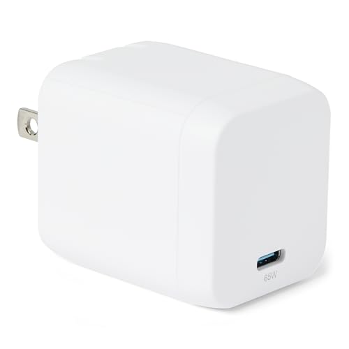 Amazon Basics 65W Fast Charging USB-C Nano GaN Wall Charger, 1-Port PD 3.1 for Laptops, Tablets, Phones, White - color: White, style: 65 W One Port