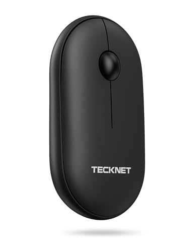 TECKNET Bluetooth Mouse, Slim Portable Wireless Mouse (BT3.0/5.0+2.4Ghz) | Lightweight with USB Receiver, Computer Mouse, Contoured Grip, Quiet Click Compatible with PC, Chromebook, Mac - Black - color: Black