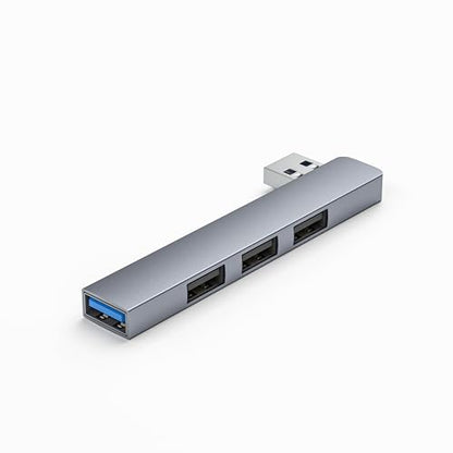 USB 3.0 Hub Aluminum USB Expander 4-Ports USB Extender/Splitter Data Hub for Laptop Space Grey (Right Side)