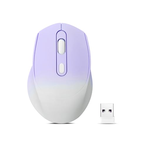 Wireless Gradient Color Bluetooth Mouse,Dual Mode Rechargeable Silent Slim Laptop Mouse,Portable(BT5.2+USB Receiver) Computer Mice,for Laptop,Desktop Computer,ipad Tablet,Phone,Mac (Gradient Purple) - color: Gradient purple