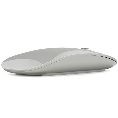 TENMOS M18 Bluetooth Mouse, USB C Rechargeable Wireless Mouse, Silent-Grey | Tri-Mode BT5.1/5.0+2.4G, Quiet Click, Portable, Battery Level Visible, USB Receiver,Type C Adapter, for Laptop/MacBook/iPad - color: grey