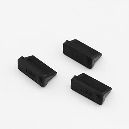 ECSiNG 48Pcs USB Port Plug Covers Set Silicone USB Anti Dust Cap Protector Charging Port Cover Kit Electronic Accessories for Phones Laptops Computer Black