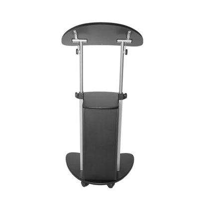 Scranton & Co Sit-to-Stand Rolling Laptop Cart, Adjustable Height 31.5-45.5 in, Black MDF and Steel with Storage Compartments, Tilting Panel, Locking Casters, Mobile Office or Classroom Desk