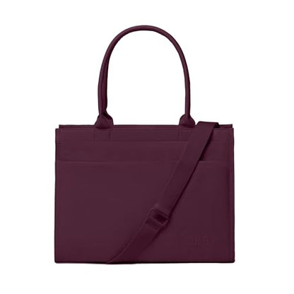 Laptop Tote Bag for Women, Large Canvas Totes with Zipper and Key Fob, Work School Bag Travel Bag Teacher Nurse Purse - color: Wine