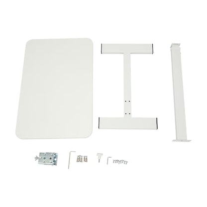 Overbed Table with Hidden Wheels, Bedside Table with Height Adjustable, H-Shaped Base, White Modern Rolling Table Tray & Laptop Cart for Laptop, Reading & Dining