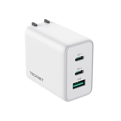 TECKNET 65W USB C Charger, Type C Chargers Fast Charging Foldable, PD 3.0 GaN USBC Multi Port Charger Block for iPhone 17/16/15 Series, Samsung Galaxy S26/S25/S24 Ultra, MacBook, iPad and More, White - color: White (No Cable)