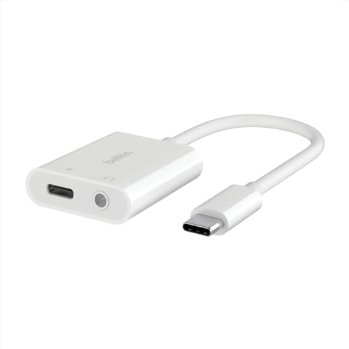 Belkin Rockstar™ 3.5mm Audio with USB-C Charge Adaptor Included, USB-C Audio Adaptor Compatible with iPad Pro, Galaxy, Note, Google Pixel, LG G6, Sony Xperia, OnePlus and More - White - color: White, size: USB-C, style: 3.5MM AUX Audio + USB-C Charge