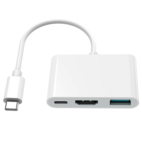 AIRSKY USB C to HDTV Adapter, 3-in-1 USB-C Digital AV Multiport Hub | Supports 4K@60Hz HDTV, 100W PD charging, USB 3.1 port, compatible with iPhone 16/15, iPad Pro, MacBook, Samsung, TV