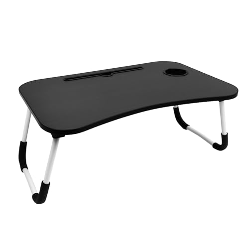 Portable Laptop Bed Desk, Foldable Laptop Table with Slot, 60 x 40 x 28 cm Foldable Legs, Ergonomic Design for Kitchen, Office, Bedroom, Sofa/Floor, Black