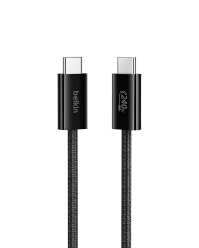 Belkin USB C to USB C 240W Braided Cable 3.3ft Fast iPhone Charger Cord | iPhone 17, Samsung Galaxy S26, Pixel 10, Airpods, iPad, Nintendo Switch 2, MacBook, Steam Deck, Travel, Chromebook, Braided - color: Black, style: 3.3 ft