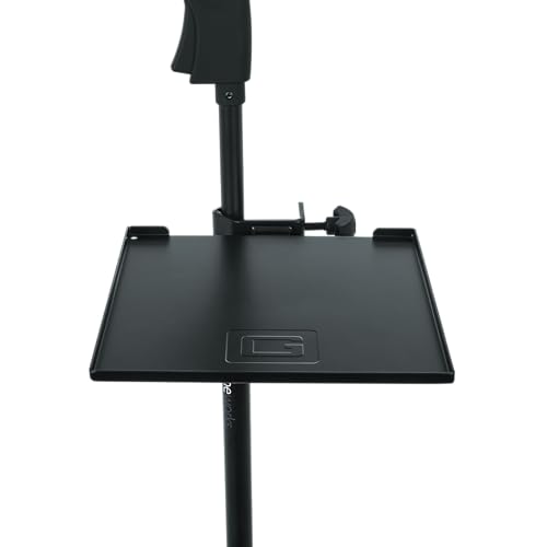 Gator Frameworks Microphone Stand Utility Shelf; 9" x 9" (GFW-SHELF0909) | Steel Tray Secures Accessories with Raised Edges and Clamps to Most Mic Stands 10 lb Weight Capacity - size: 9" x 9" Utility Shelf, style: 9" x 9" Shelf