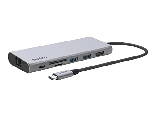 Belkin USB-C Hub 7 in 1 Multimedia Hub Gen 2 | USB-C dock, MacBook, Chromebook, PC, USB-A ports, HDMI, SD card, portable hub, space gray