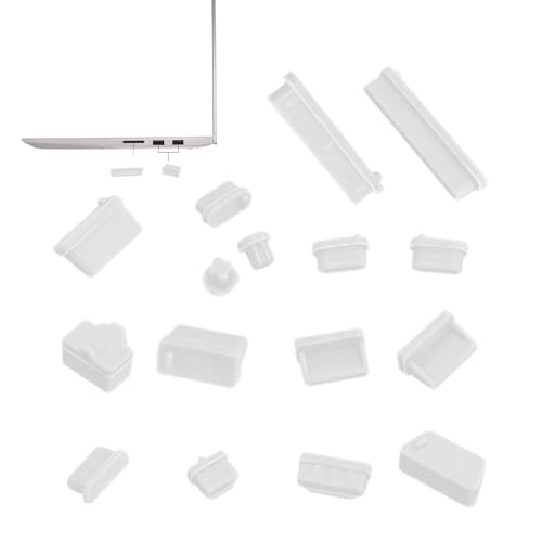 USB C Dust Plug,Laptop Port Dust Plug - 16 PCS Anti Plugs Computer Port Plugs, Silicone Dust-Proof Stoppers/for Computer PC Case Box Laptop, Covers Stoppers - color: Transparent
