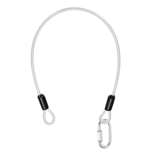 PATIKIL Security Cable Lock (3/16" Dia 1.6ft, Clear) Vinyl Coated 304 Stainless Steel Double Loop Flexible Wire Rope Safety Cable with Quick Links Locking Connectors - color: Clear, size: 3/16" x 1.6ft