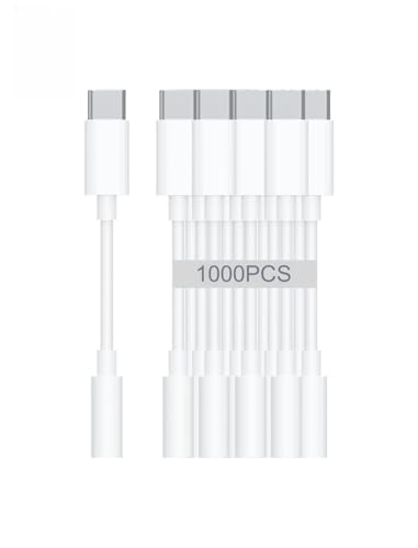 USB-C to 3.5mm Audio Headphone Adapter - HiFi 1000 Pack Compatible with Apple iPhone 17 16 15 Samsung Galaxy S25 S24 S23 S22 S21 Plus Pro Max Ultra Pixel iPad - Type C to Aux Cord Jack Dongle Adapter - size: 1000Pack*USB-C